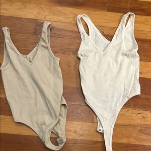 Cream and Tan One Piece bodysuit